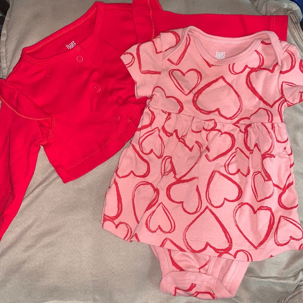 Beautiful baby girl outfit with red hearts